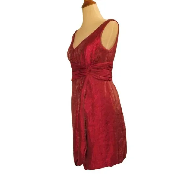 🆕MAX & CLEO (BCBG Max Azria) Bubble Hem Shimmer Metallic Pink Dress 6 - Picture 8 of 11